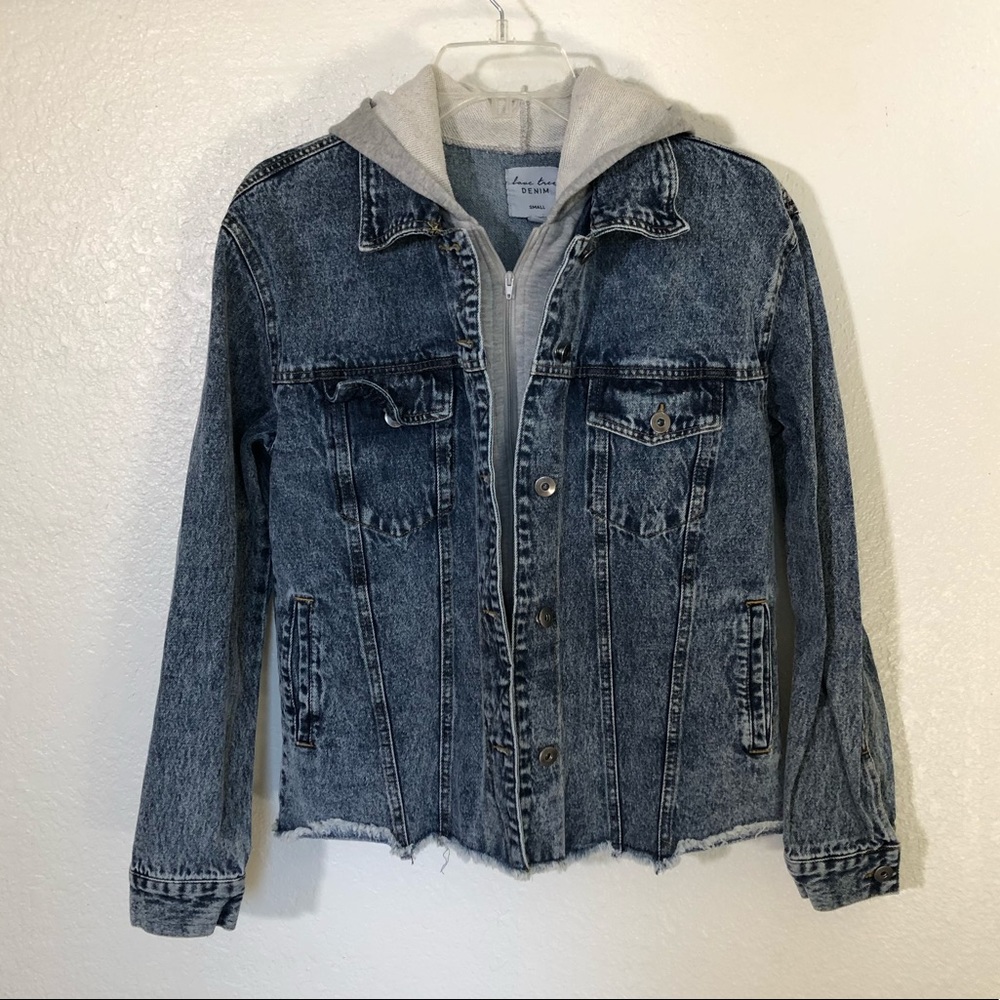 Denim Jacket with Hood. Size Small